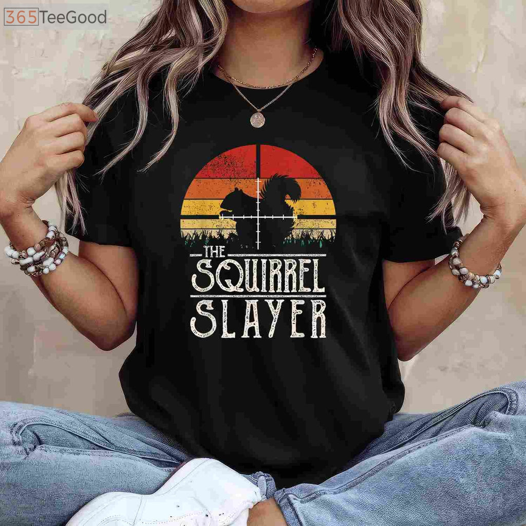 Retro Squirrel Hunting Sunset Shirt, Vintage Squirrel Slayer Small Game Tee