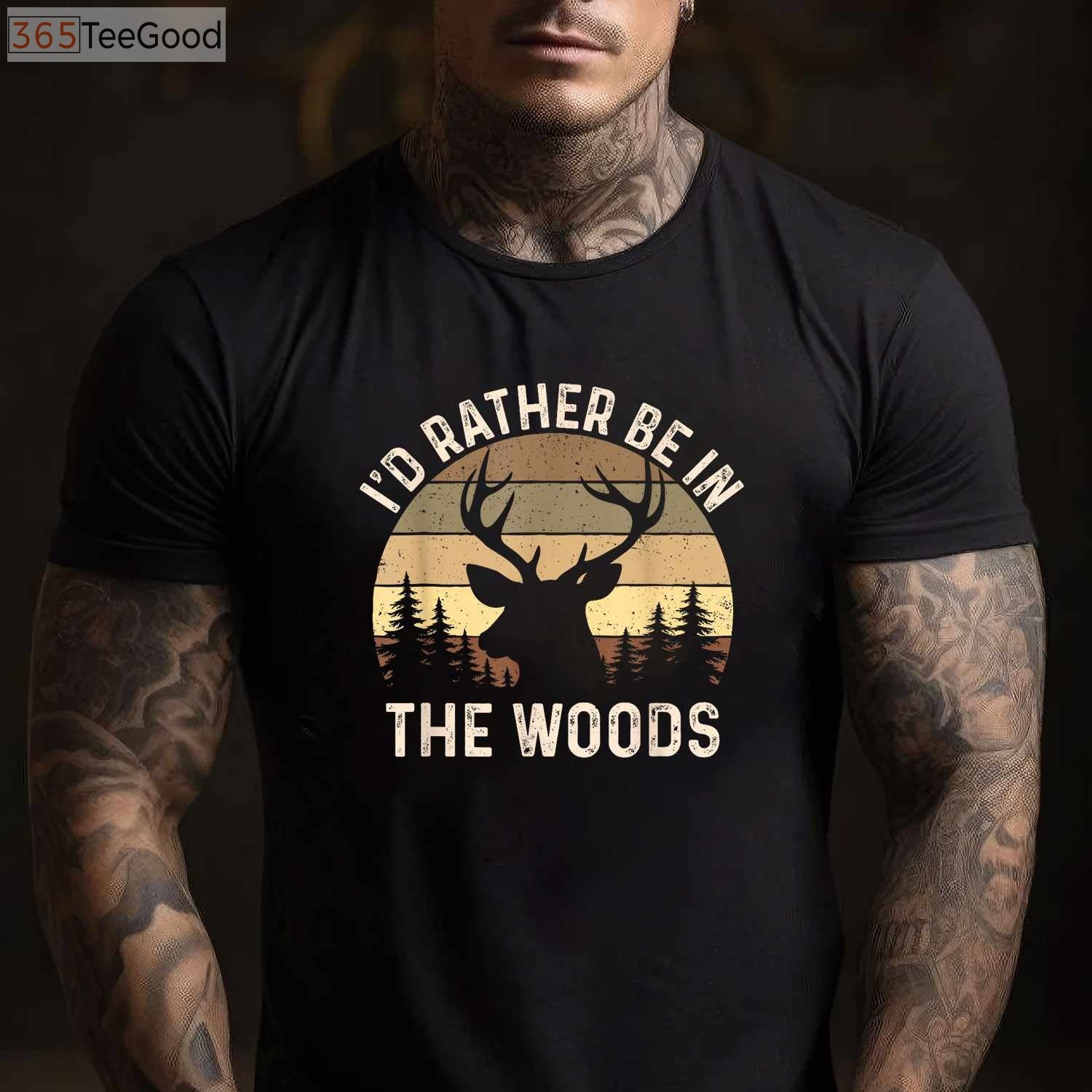 Retro Vintage I'd Rather Be In The Woods Hunting Shirt, Outdoor Lover Tee