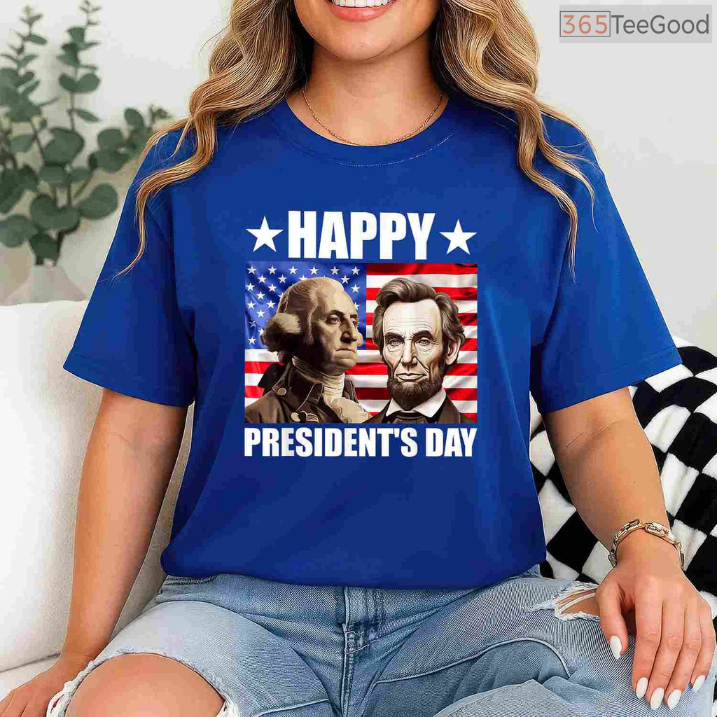 Retro Washington Lincoln American Flag T-Shirt Vintage Happy Presidents Day Patriotic Shirt