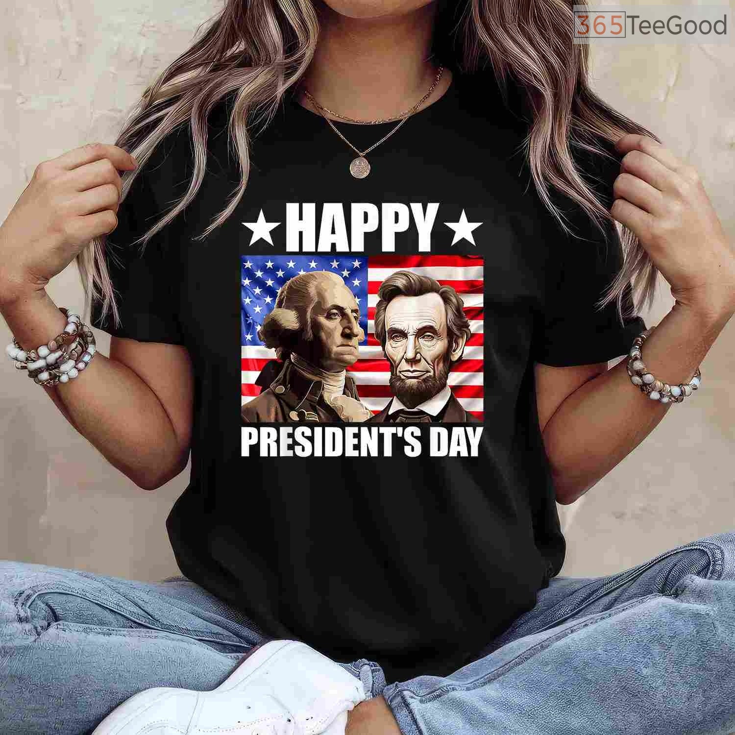 Retro Washington Lincoln American Flag T-Shirt Vintage Happy Presidents Day Patriotic Shirt