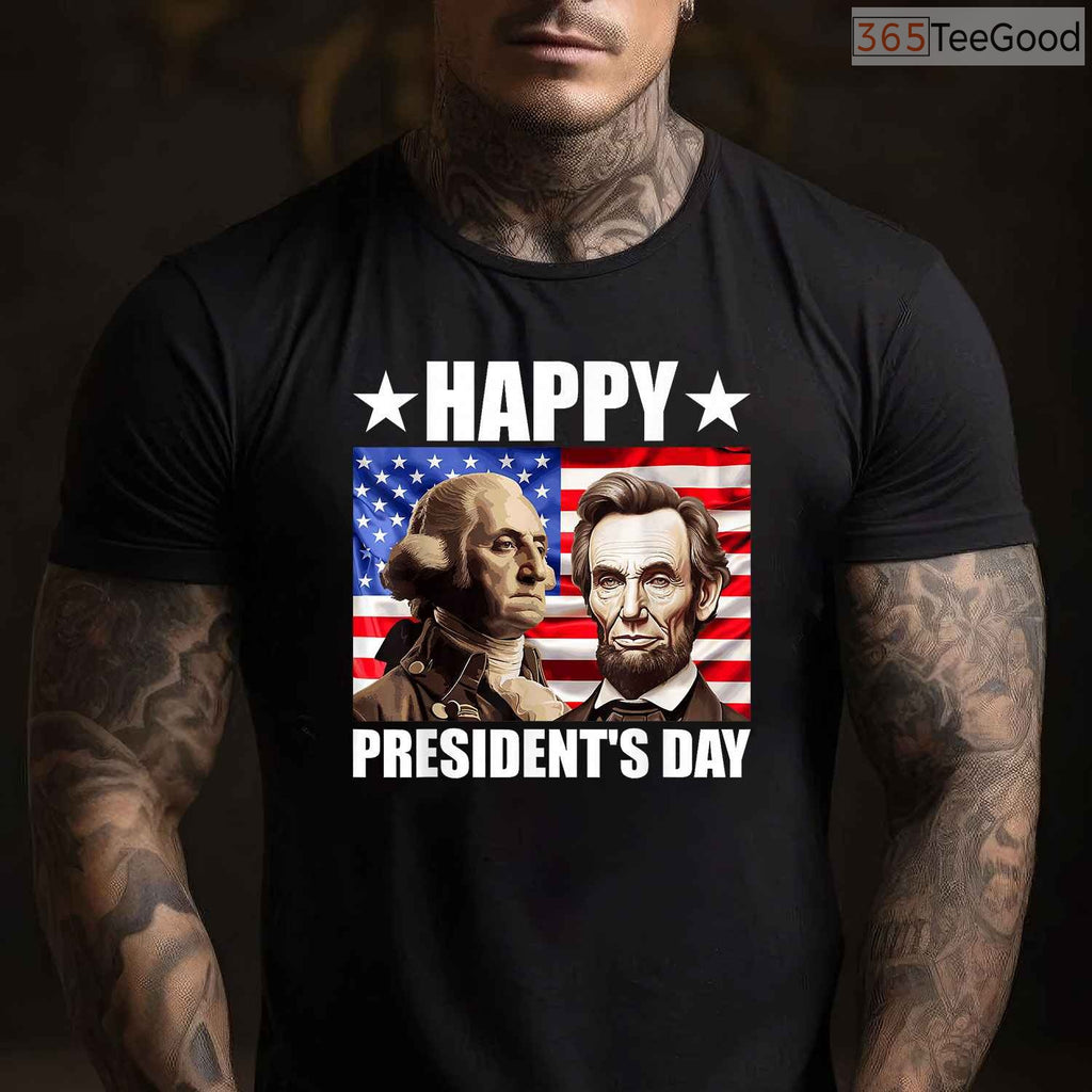 Retro Washington Lincoln American Flag T-Shirt Vintage Happy Presidents Day Patriotic Shirt
