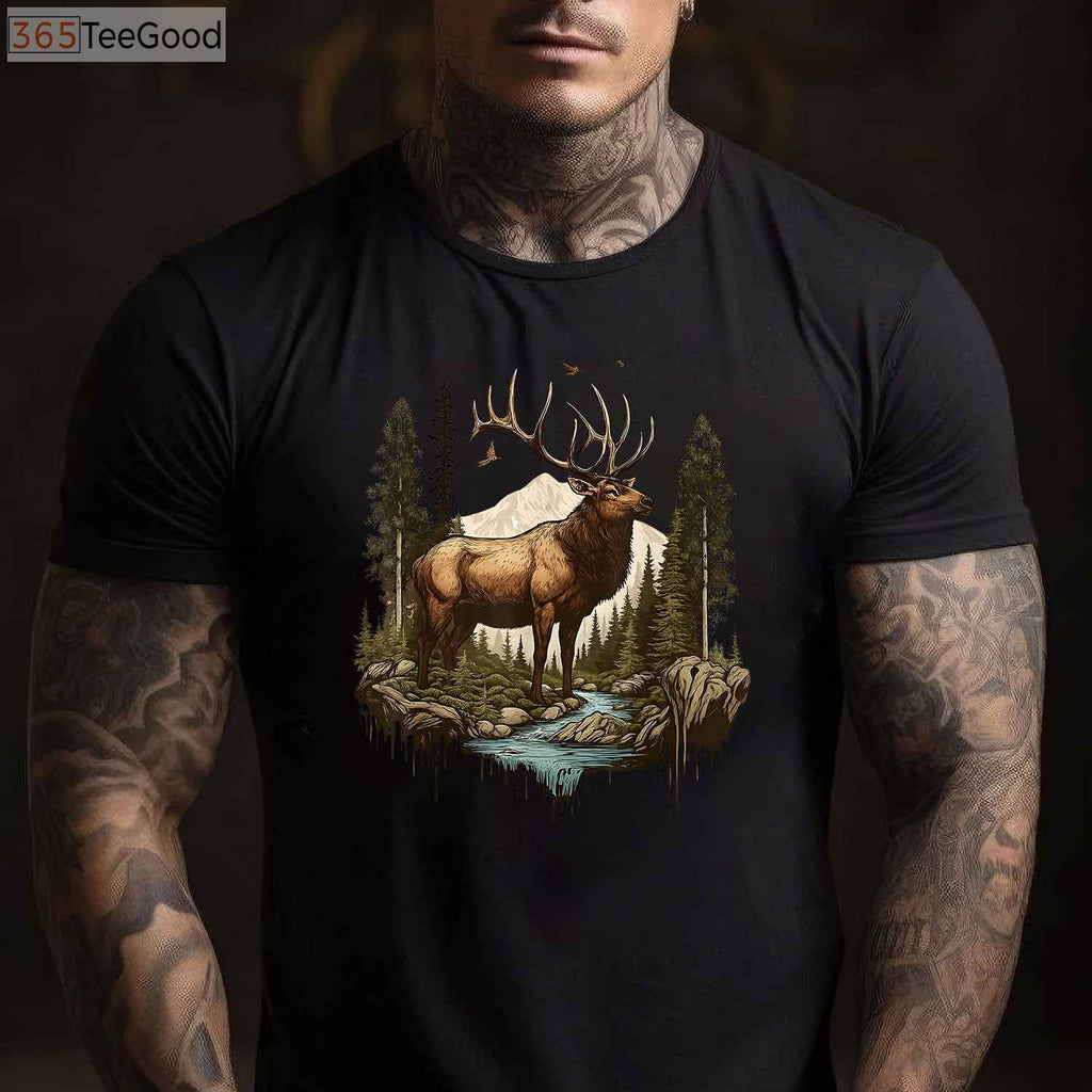 Rocky Mountain Elk Hunting Shirt, Outdoor Camping and Forest Adventure Tee