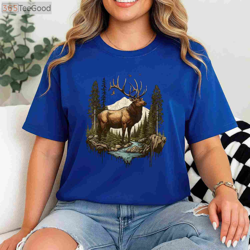 Rocky Mountain Elk Hunting Shirt, Outdoor Camping and Forest Adventure Tee