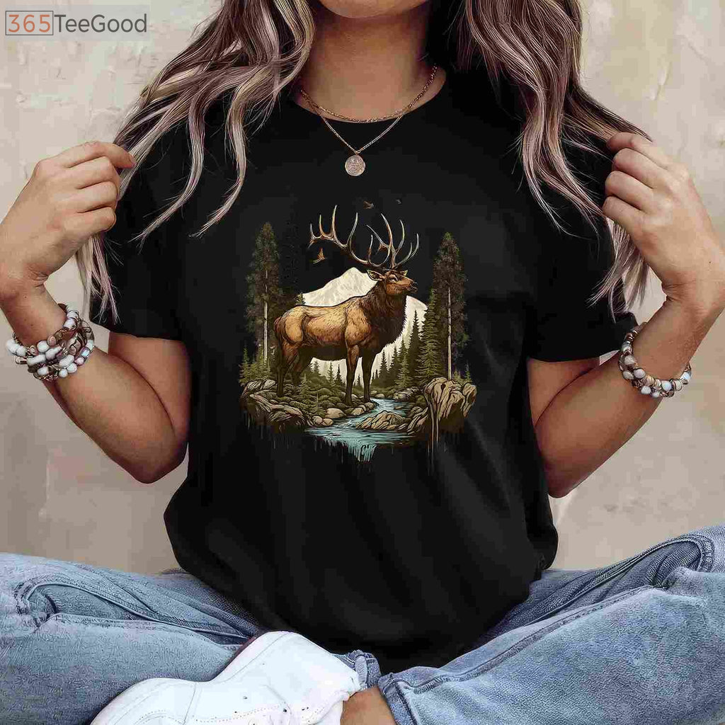 Rocky Mountain Elk Hunting Shirt, Outdoor Camping and Forest Adventure Tee