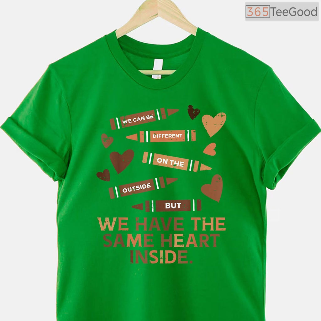 Same Heart Different Skin T-Shirt Black History Month African American Unity Shirt for Women