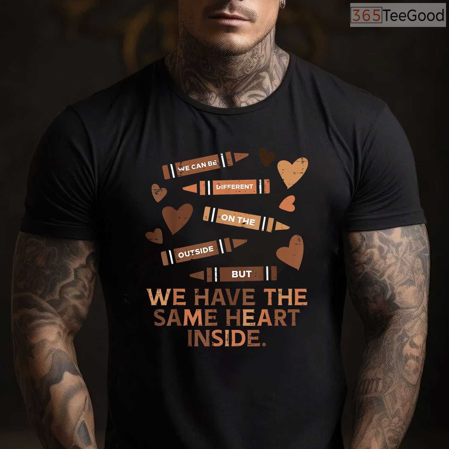 Same Heart Different Skin T-Shirt Black History Month African American Unity Shirt for Women