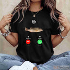 Sarcastic Fih Calling Fishing Shirt, Humorous Cell Phone Reject Fish Graphic Tee
