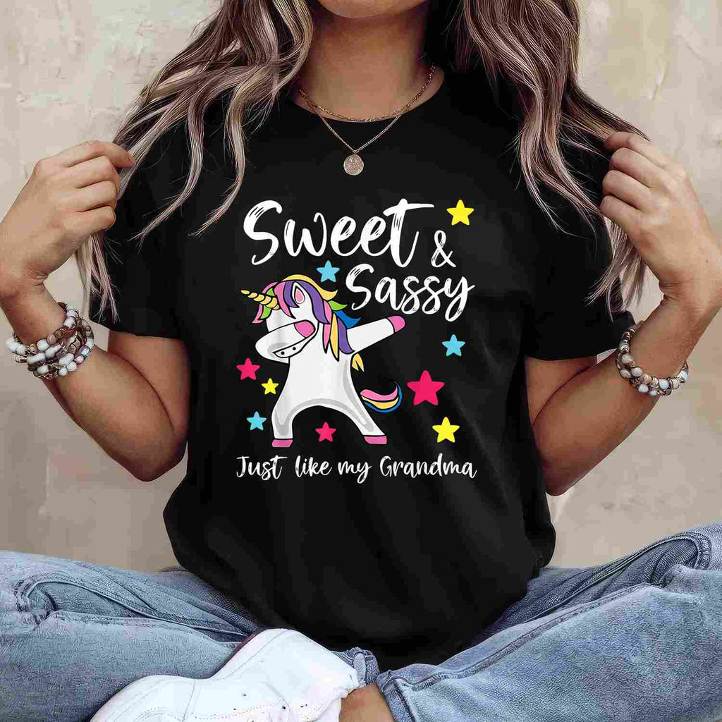 Sassy Like My Grandma Unicorn T-Shirt Tee Matching Nana and Granddaughter Family Gift