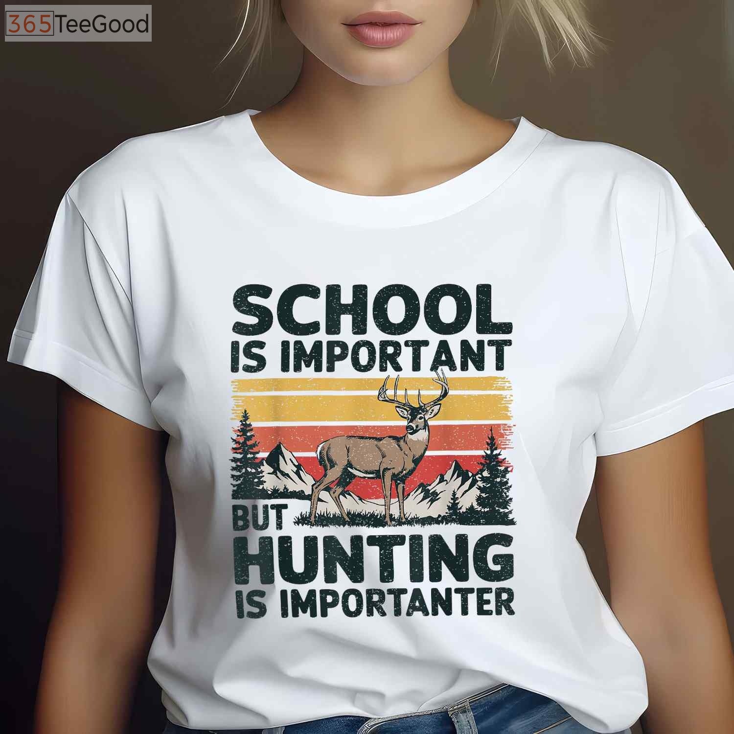 School Is Important But Hunting Is Importanter Shirt, Funny Youth Hunter Gift