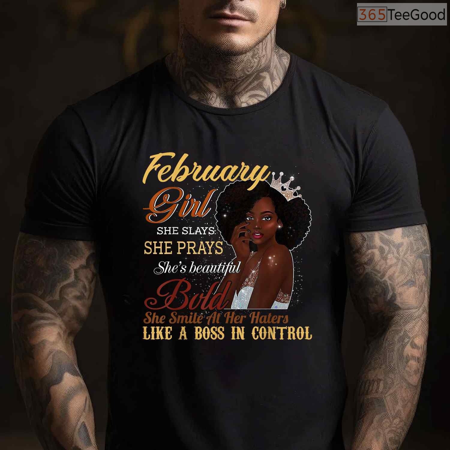 She Slays She Prays February Shirt – Beautiful Birthday Girl Faith T-Shirt