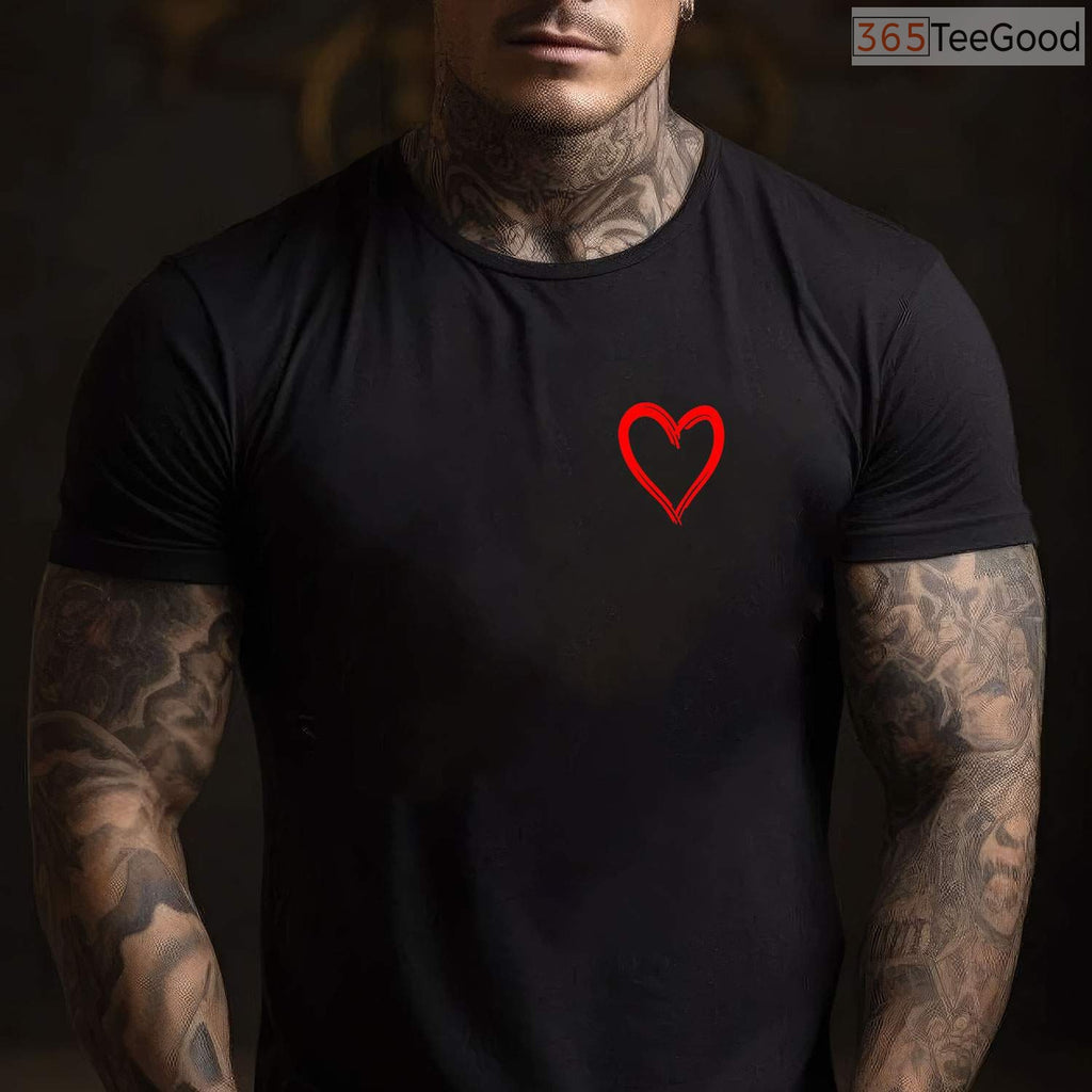 Simple Red Heart Design T-Shirt for Couples, Minimalist Love Symbol Valentine Day Shirt for Men Women