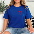 Simple Red Heart Design T-Shirt for Couples, Minimalist Love Symbol Valentine Day Shirt for Men Women