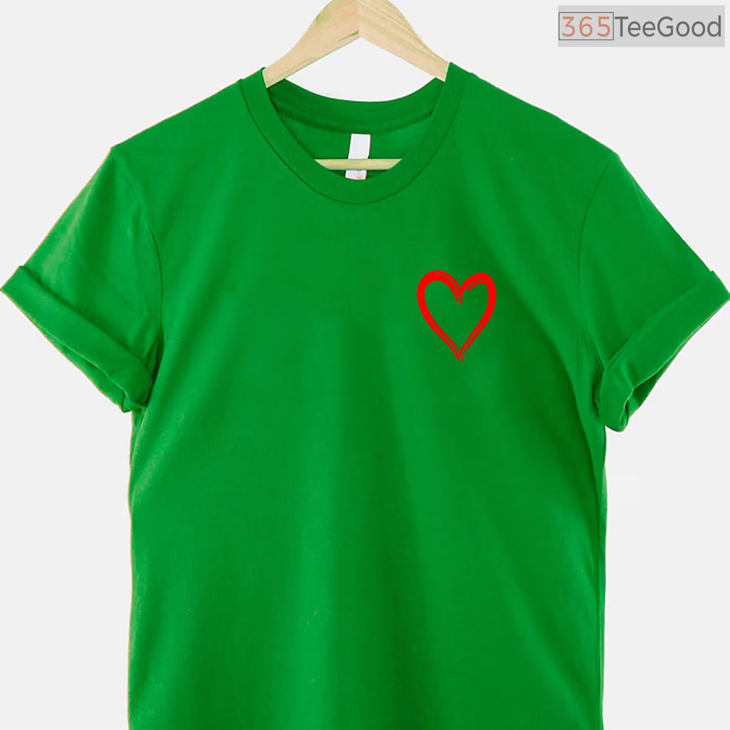 Simple Red Heart Design T-Shirt for Couples, Minimalist Love Symbol Valentine Day Shirt for Men Women