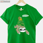 Sloth Turtle Snail Piggyback T-Shirt - Funny Animal Running Wild Graphic