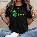 St Patrick’s Day Eating Shamrock Retro Gamer T-Shirt for Men Boys Kids