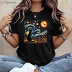 Starry Night Black Cat T-Shirt - Van Gogh Artistic Halloween Cat Lover Gift