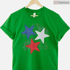 Stars American Flag Fireworks 4th Of July T-Shirt Independence Day Celebration Graphic Shirt