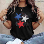 Stars American Flag Fireworks 4th Of July T-Shirt Independence Day Celebration Graphic Shirt