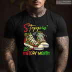 Stepping Into Black History Month T-Shirt Black Girls Sneakers Graphic Tee for Men & Women