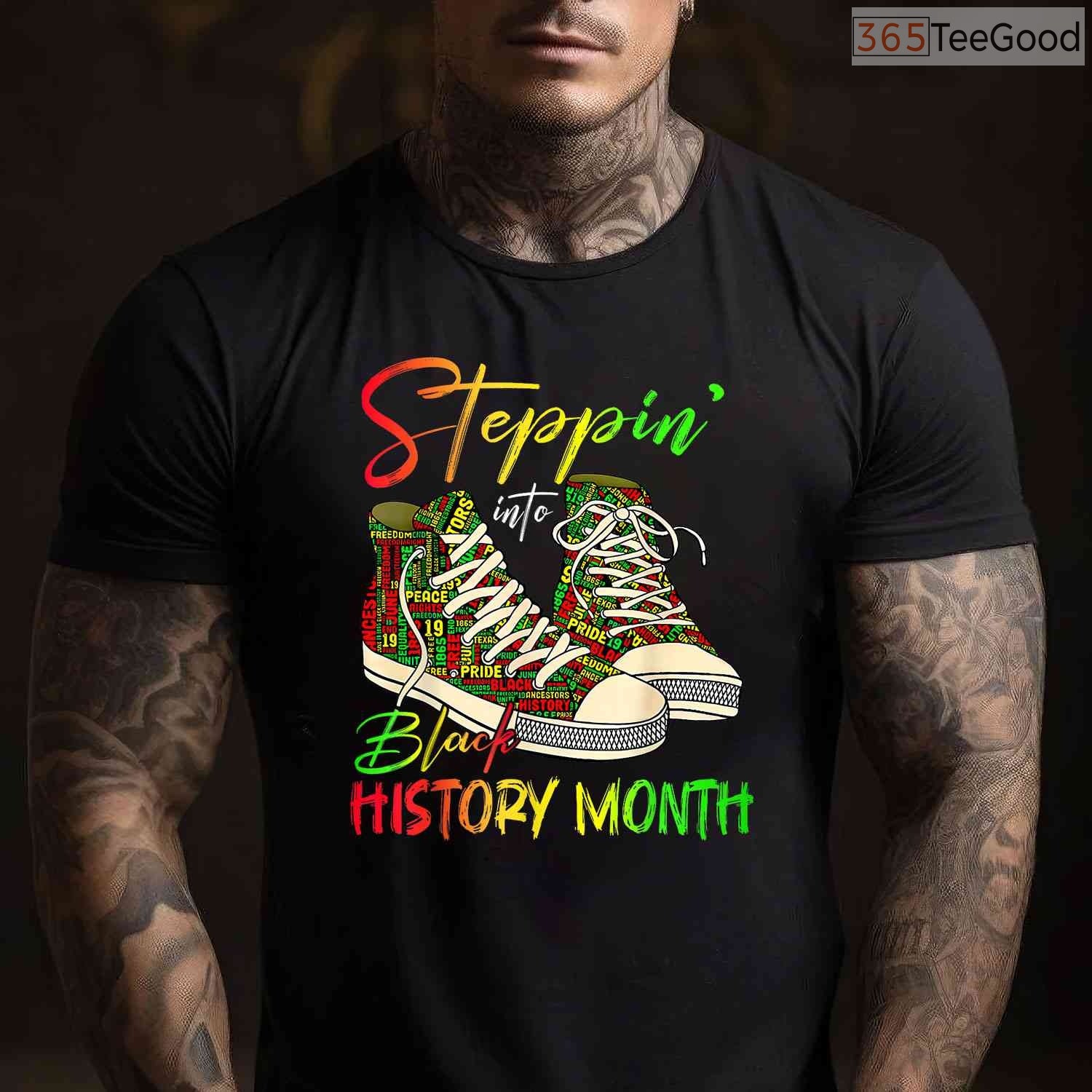Stepping Into Black History Month T-Shirt Black Girls Sneakers Graphic Tee for Men & Women