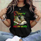 Stepping Into Black History Month T-Shirt Black Girls Sneakers Graphic Tee for Men & Women