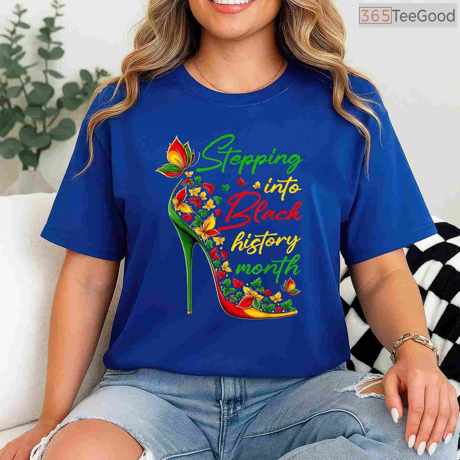 Stepping Into Black History Month High Heels T-Shirt Women Girls Melanin Diva Shirt