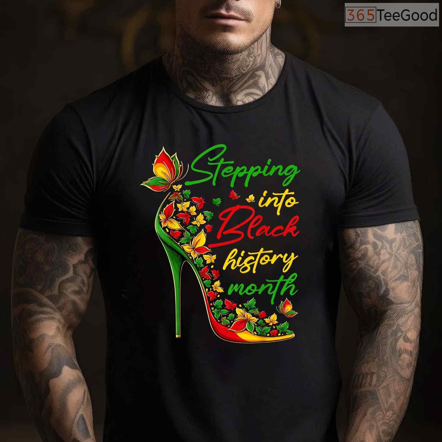 Stepping Into Black History Month High Heels T-Shirt Women Girls Melanin Diva Shirt