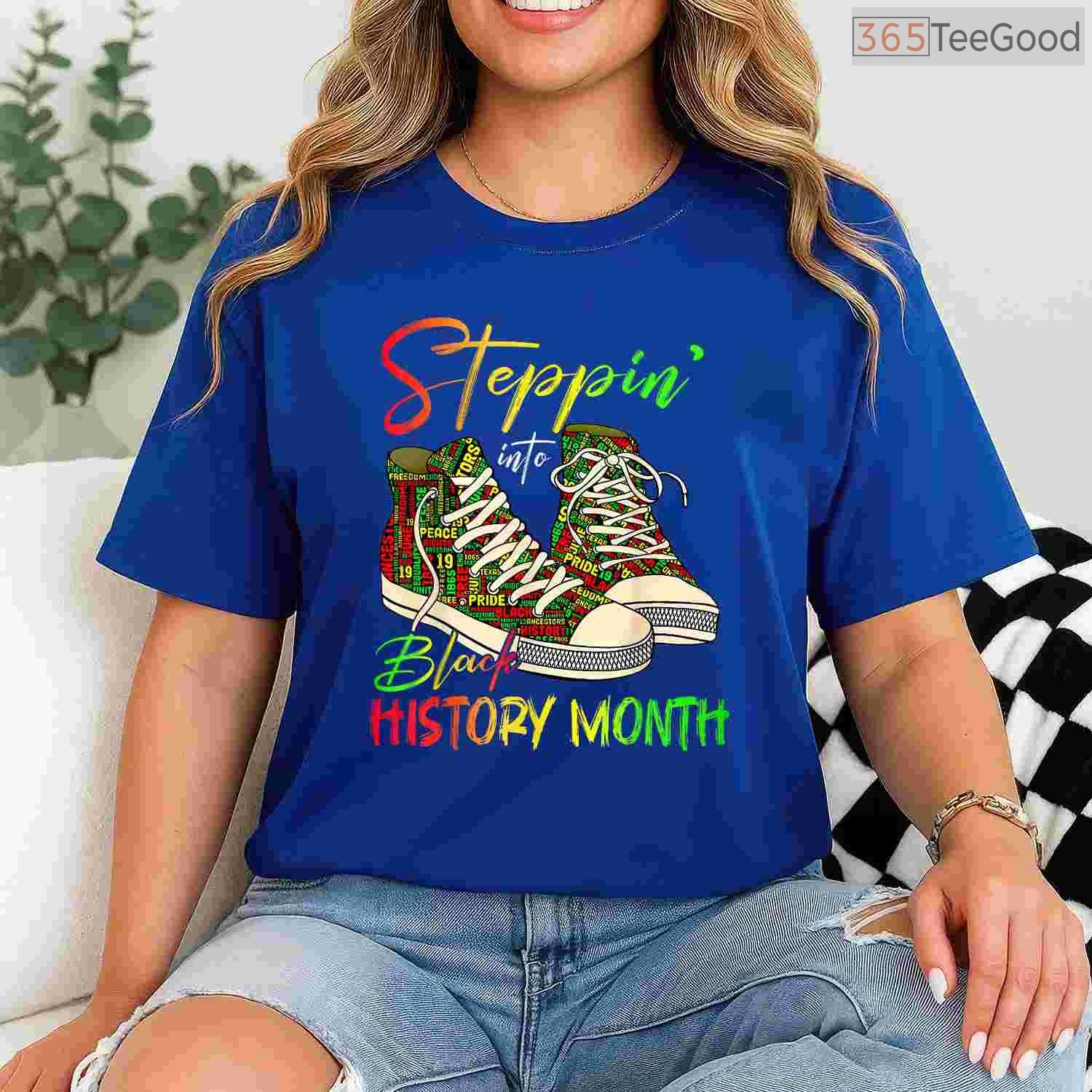 Stepping Into Black History Month T-Shirt Black Girls Sneakers Graphic Tee for Men & Women
