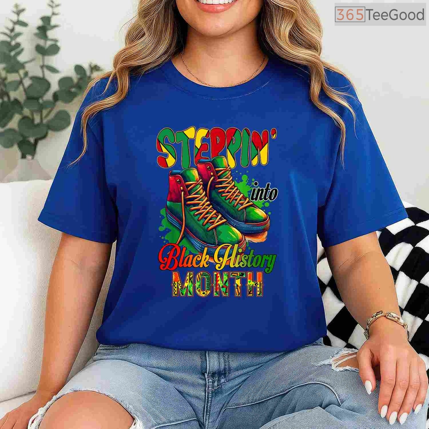 Stepping Into Black History Month Black Sneakers T-Shirt African American Kicks Shirt