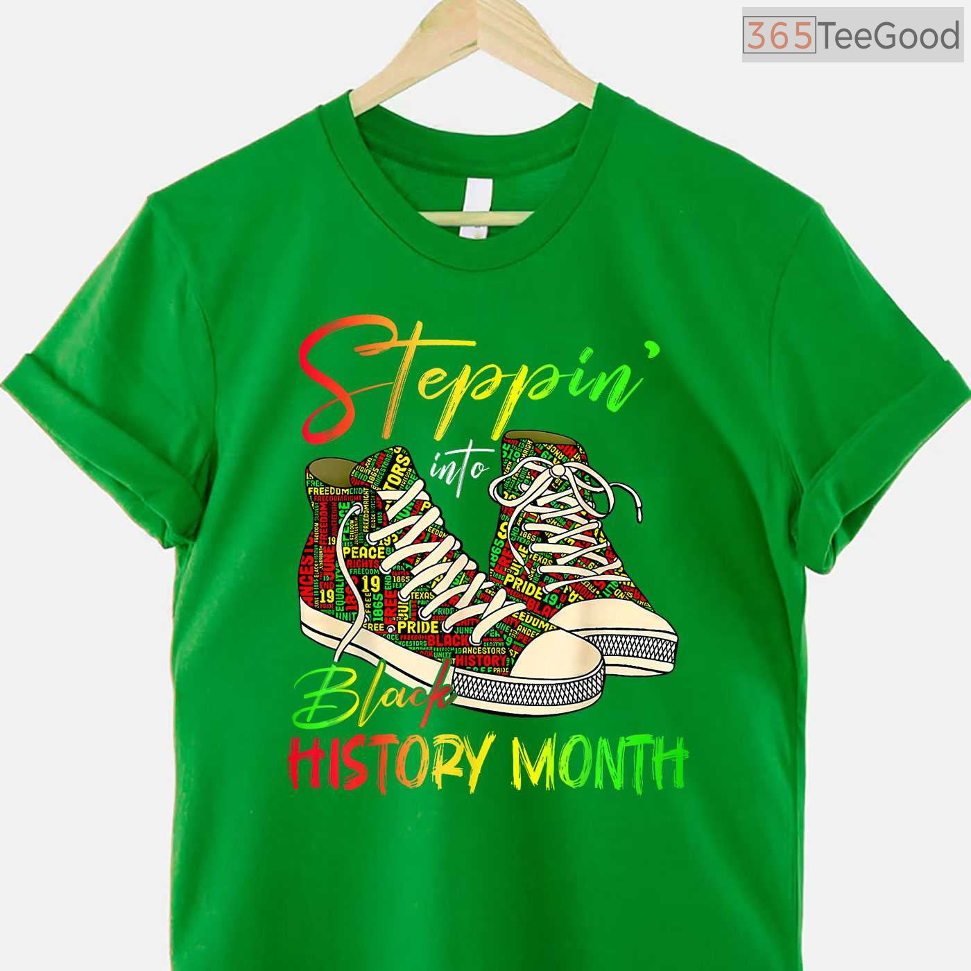 Stepping Into Black History Month T-Shirt Black Girls Sneakers Graphic Tee for Men & Women