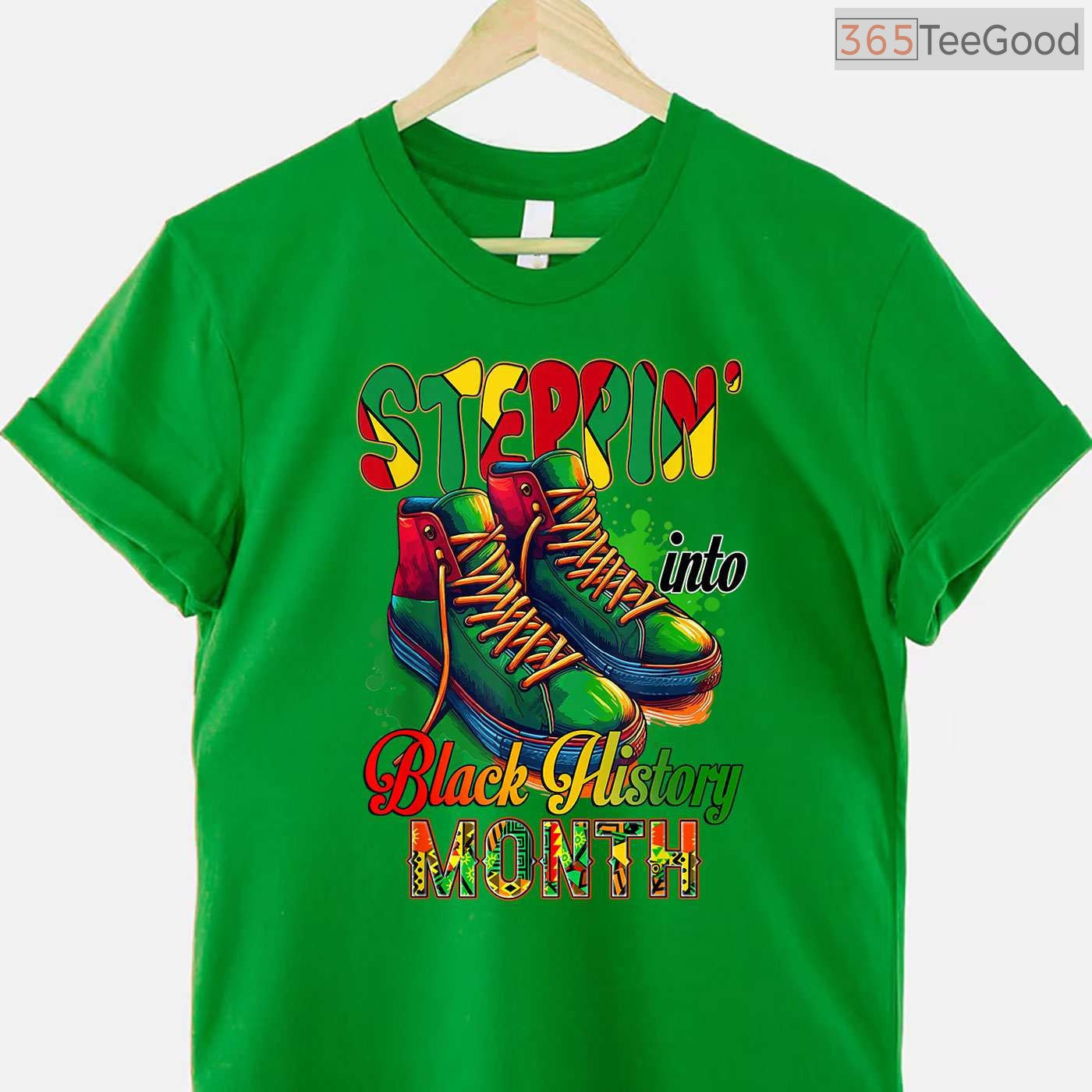 Stepping Into Black History Month Black Sneakers T-Shirt African American Kicks Shirt