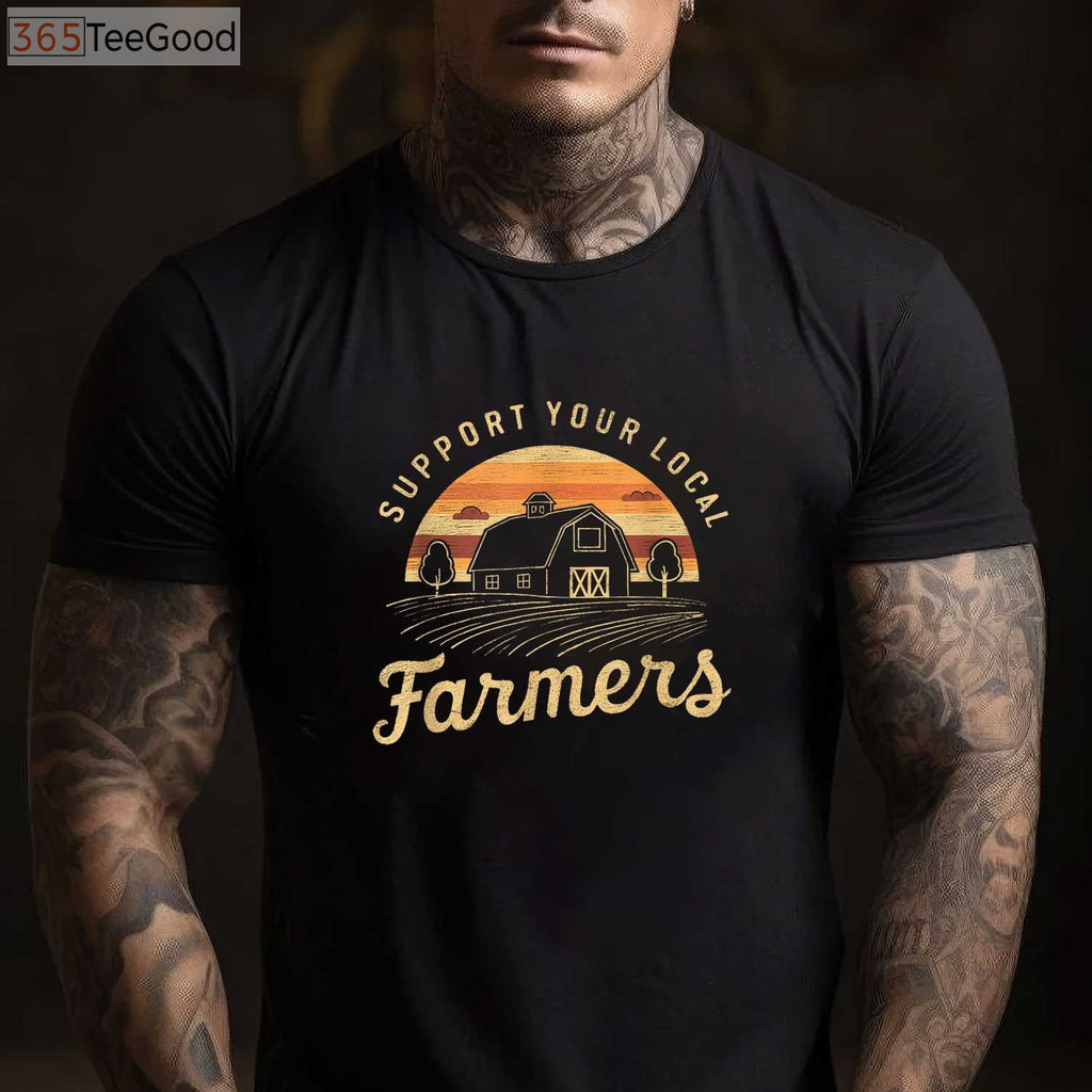 Support Your Local Farmers T-Shirt - Retro Farmer Life Aesthetic Apparel