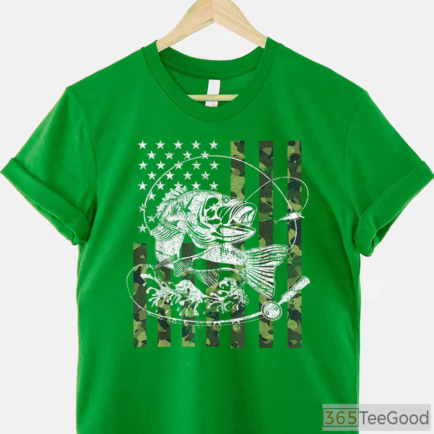 Tactical Camo American Flag Fishing Shirt, Patriotic Outdoor Gift for Men & Boys