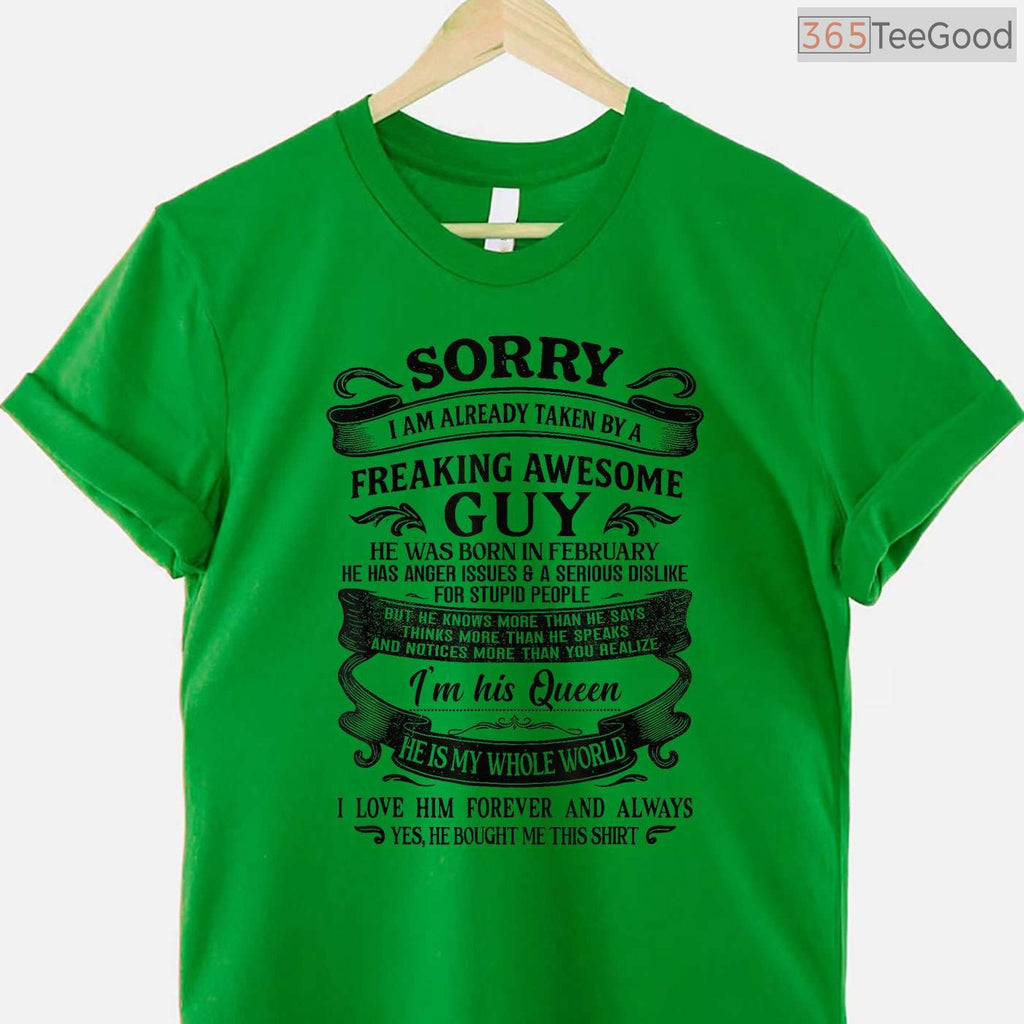 Taken By A February Guy Shirt – Funny Wife Girlfriend Anniversary Gift