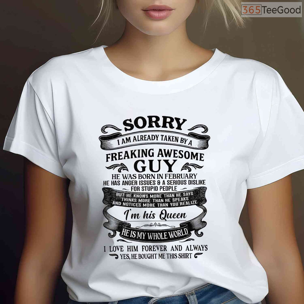 Taken By A February Guy Shirt – Funny Wife Girlfriend Anniversary Gift