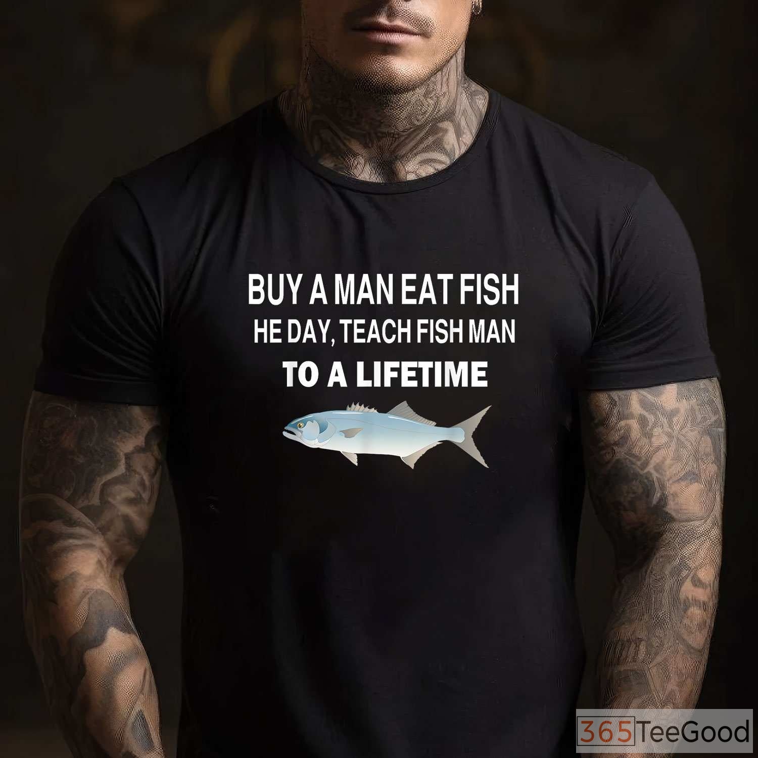 Teach a Man to Fish Parody Shirt - Hilarious Wordplay Fishing Wisdom Tee