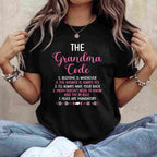 The Grandma Code Funny Granny Gift Tee Grandmother Humor T-Shirt Women Unisex