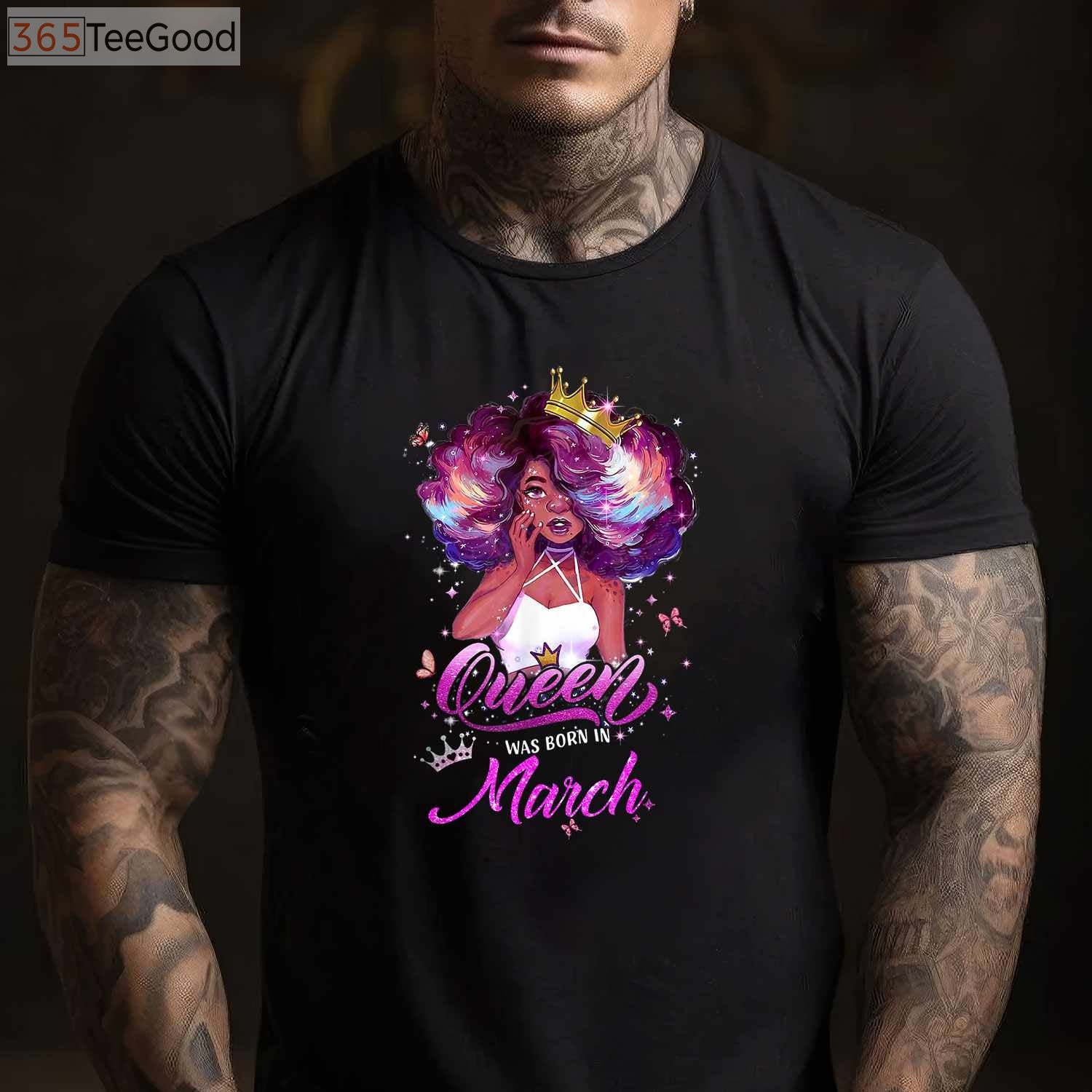 This Queen Was Born in March Birthday T-Shirt for Girls, March Birthday Queen Gift Tee