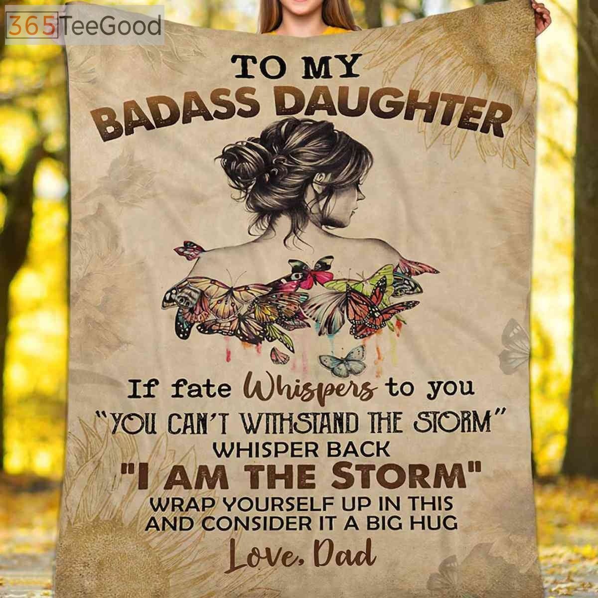 To My Badass Daughter Fleece Blanket from Dad – Birthday and Special Occasion Daughter Gift