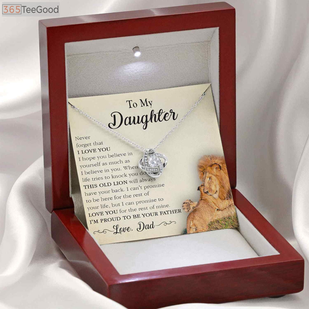 To My Daughter Necklace From Dad - Proud Father Lion Jewelry Gift