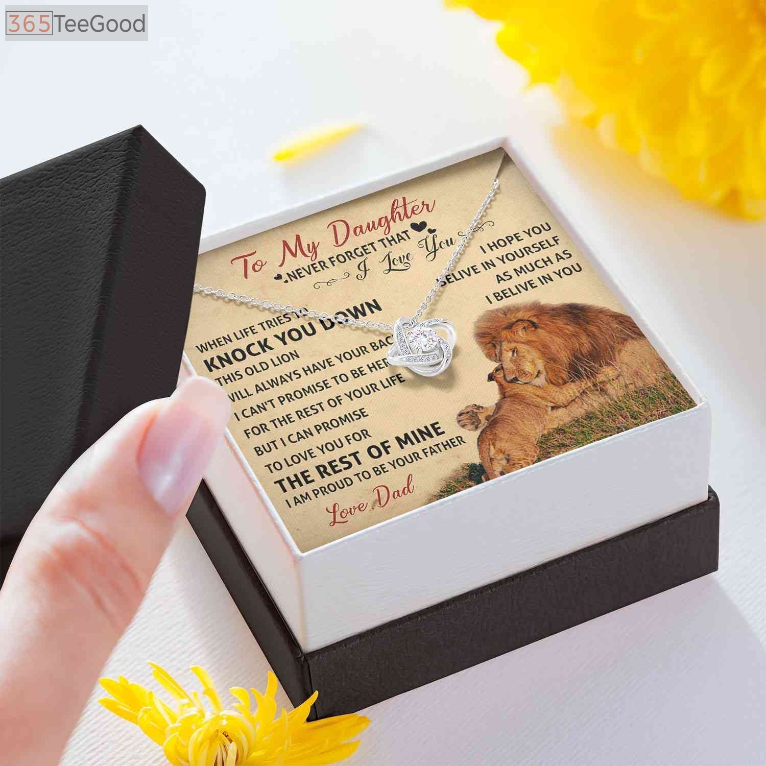 To My Daughter Lion Necklace From Dad - Father Daughter Promise Jewelry Gift