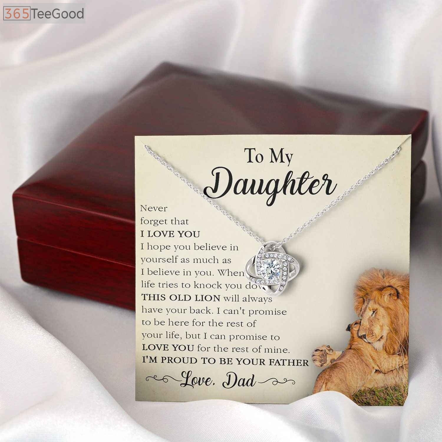 To My Daughter Necklace From Dad - Proud Father Lion Jewelry Gift