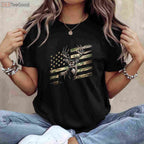 USA Flag Whitetail Buck Camo Deer Hunting T-Shirt, Patriotic Hunter Apparel