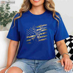 USA Flag Whitetail Buck Camo Deer Hunting T-Shirt, Patriotic Hunter Apparel