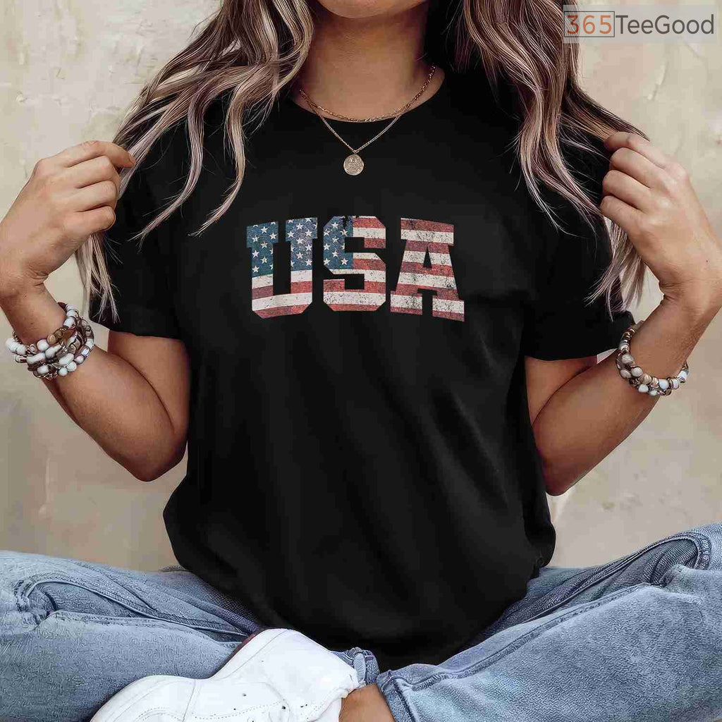 USA US Flag Patriotic 4th of July T-Shirt Classic American Pride Shirt for Men & Women