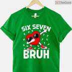 Valentines Day Six Seven Bruh 6 7 Meme T-Shirt, Funny Math Joke Dab Dance Heart Shirt for Boys