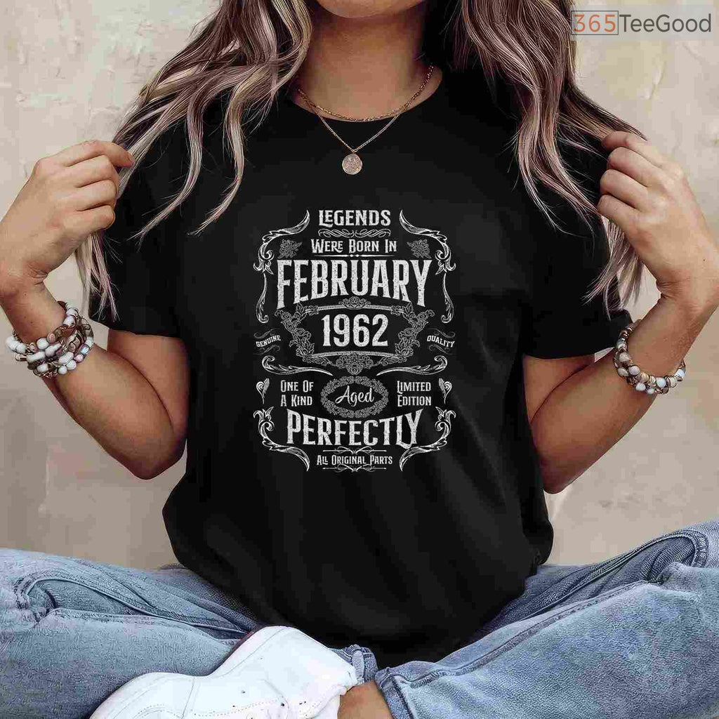 Vintage 1962 February Birthday Shirt – 64th Birthday Gift Legends Tee
