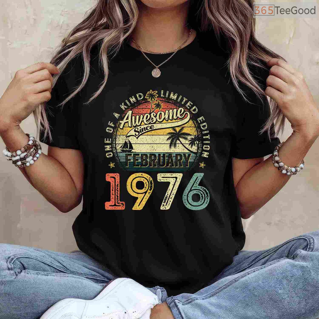 Vintage 1976 50th Birthday Shirt – Awesome Since February Men's Gift