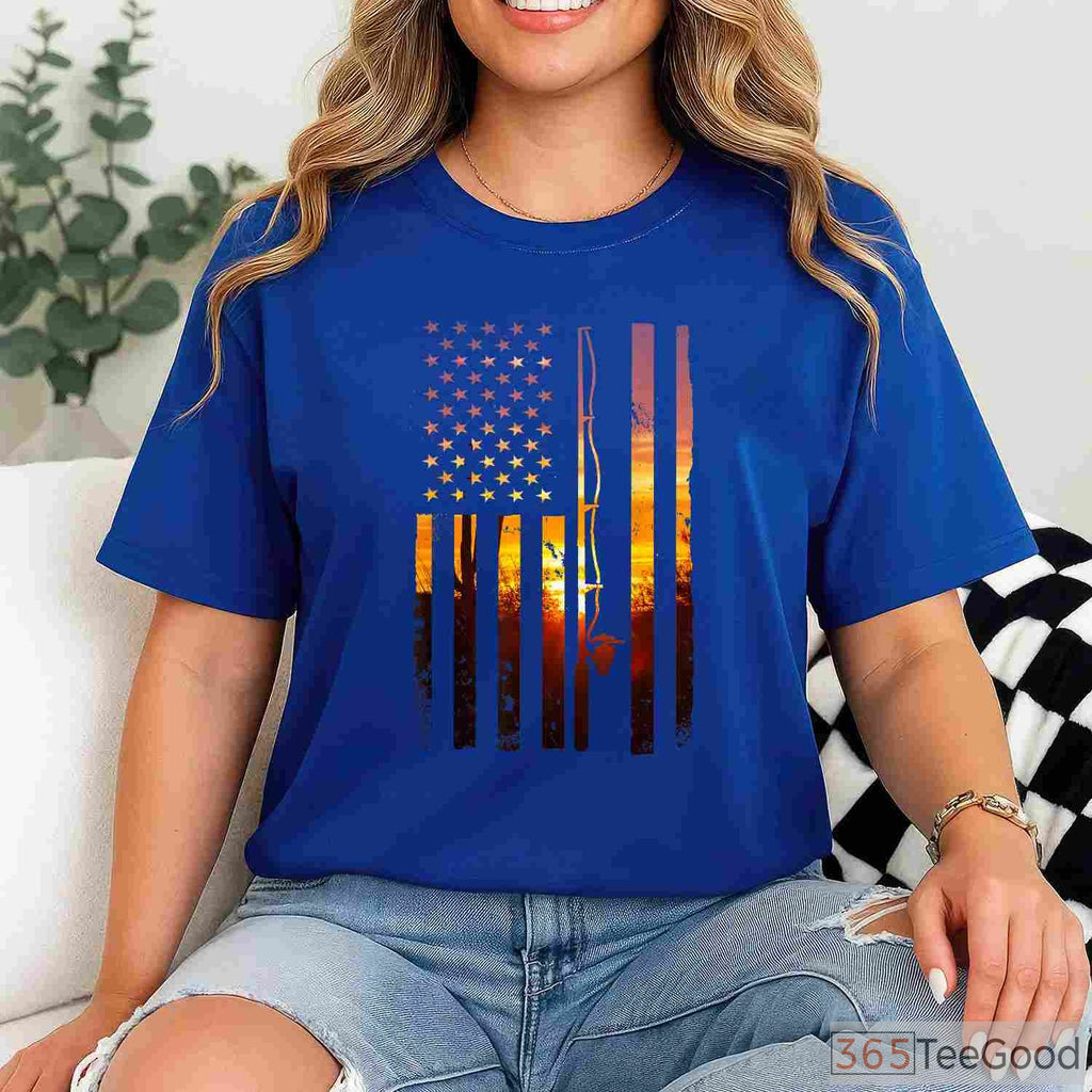 Vintage American Flag Bass Fishing Shirt - Classic USA Patriot Fisherman Gift