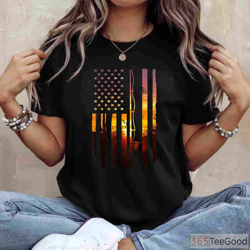 Vintage American Flag Bass Fishing Shirt - Classic USA Patriot Fisherman Gift